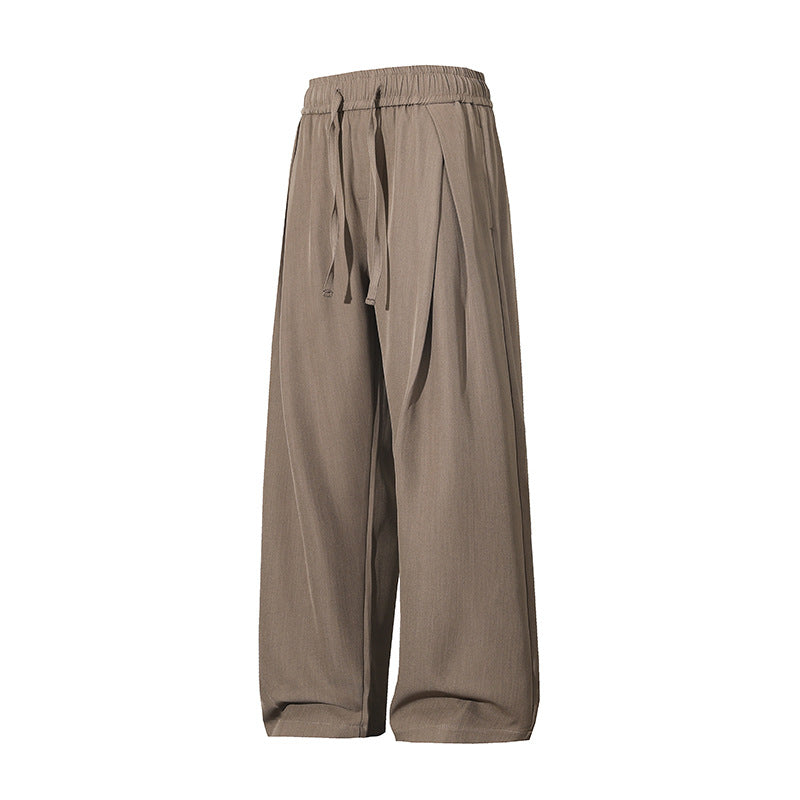 Damen Leichte Leinenoptik Palazzo-Hose mit elastischem Tunnelzugbund und dekorativen Falten Nord Taschen