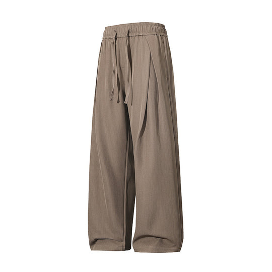 Damen Leichte Leinenoptik Palazzo-Hose mit elastischem Tunnelzugbund und dekorativen Falten Nord Taschen