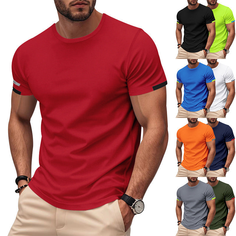 Herren nan athletisches Kurzarm Baumwolljersey T-Shirt mit Rundhalsausschnitt und reflektierenden Ärmeldetails