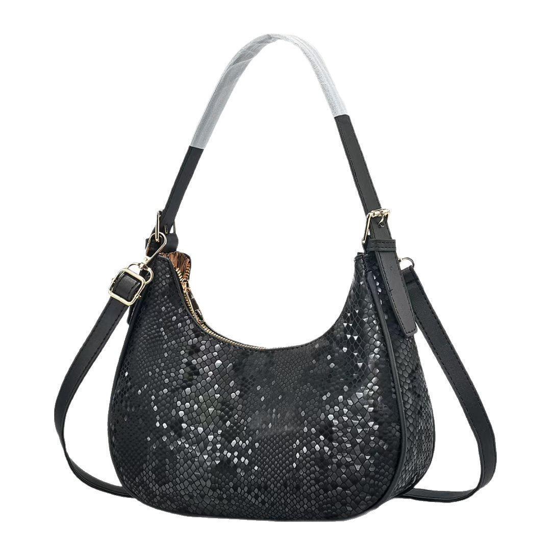 Damen Handtasche mit stilvollem Schlangenleder-Design und abnehmbarem Schulterriemen Nord Taschen