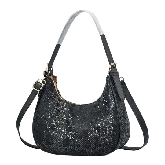 Damen Handtasche mit stilvollem Schlangenleder-Design und abnehmbarem Schulterriemen Nord Taschen