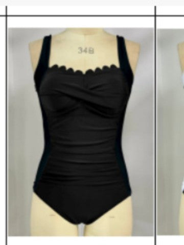 Damen Einteiler Schwimmanzug mit dekorativen Falten Nord Taschen