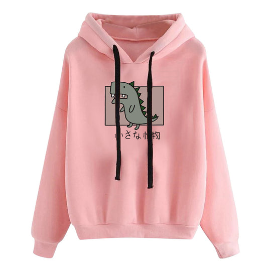 Damen nan kurz geschnittener Cropped-Kapuzenpullover mit niedlicher Frosch-Illustration und verstellbarer Kapuze Nord Taschen