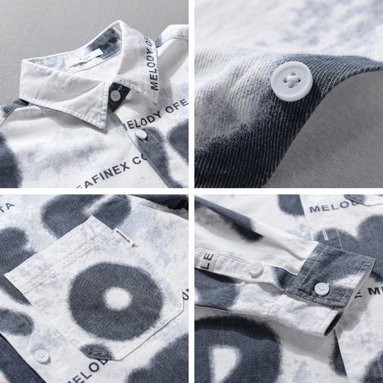 Herren Lockeres Baumwollhemd im Street‑Art‑Print mit aufgesetzter Brusttasche Nord Taschen