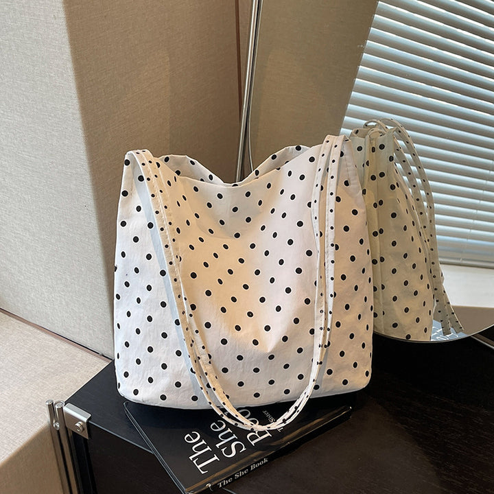 Damen Jute-Tragetasche mit stilvollem Punktedesign und robuster Verarbeitung Nord Taschen