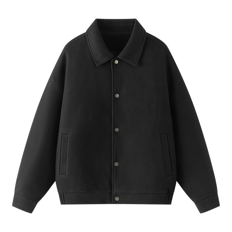 Herren Oversize-Collegejacke aus Wollmix mit Druckknopfleiste und verdeckten Eingrifftaschen Nord Taschen