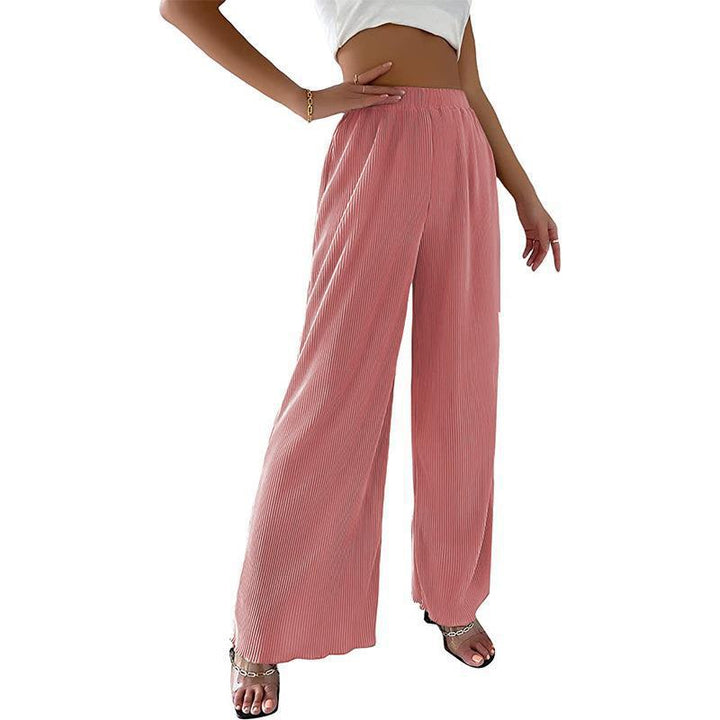 Damen Fließende Plissierte weit geschnittene Hose