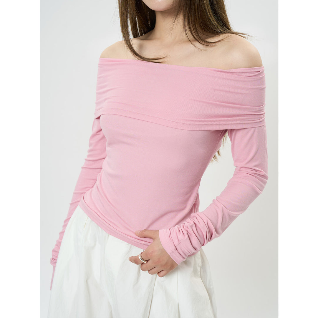 Damen Off-Shoulder figurbetontes Langarm-Shirt aus Stretch‑Jersey Nord Taschen