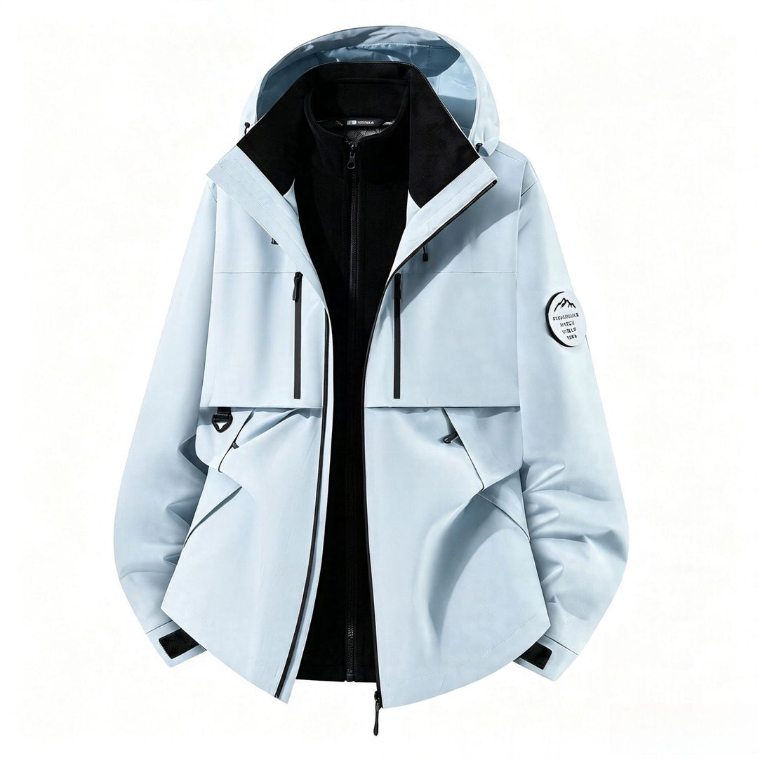 Herren dreilagige Softshell-Outdoorjacke mit herausnehmbarem Fleecefutter und Kapuze Nord Taschen