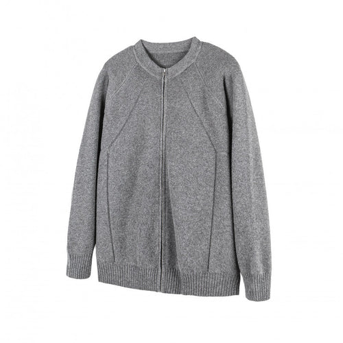 Unisex Boxy Strickzipjacke mit Reißverschluss und strukturierter Teilungsnaht Nord Taschen