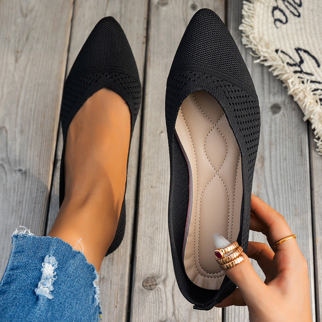 Damen Ballerinas mit kreativem Hahnentrittmuster und flexiblem Fußbett