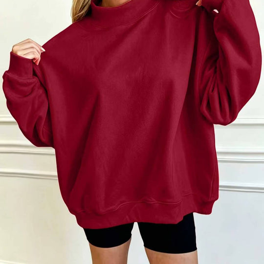 Damen Oversize Sweatshirt mit Stehkragen und Ballonärmeln Nord Taschen