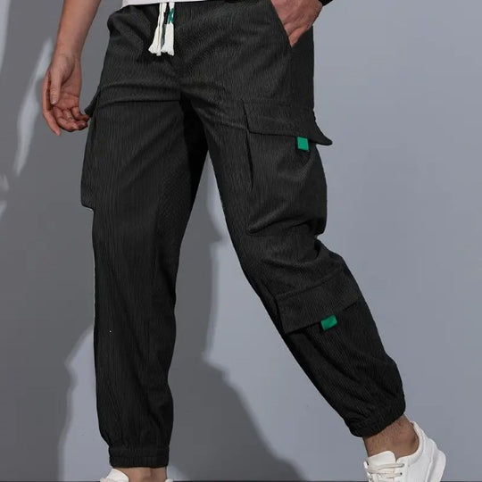 Herren Utility-Cargohose im Joggerstil aus strukturierter Baumwollmischung mit elastischem Bund & Mehrfachtaschen Nord Taschen