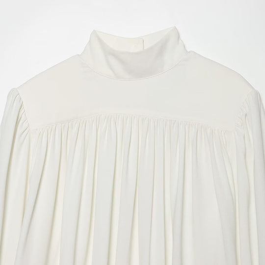 Damen Bluse mit hohem Rollkragen, gerafftem Vorderteil und Schleifenärmeln Nord Taschen