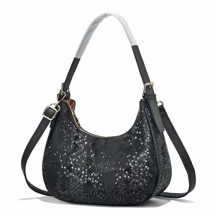 Damen Handtasche mit stilvollem Schlangenleder-Design und abnehmbarem Schulterriemen Nord Taschen