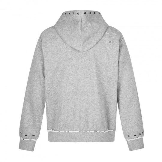 [Herren] Kapuzensweatjacke mit durchgehendem Reißverschluss, Vintage‑Print und Nietenbesatz Nord Taschen