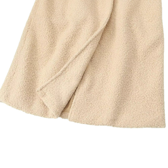 Damen Zweireihiger Teddy‑Mantel mit Bindegürtel und Schnallenärmeln Nord Taschen