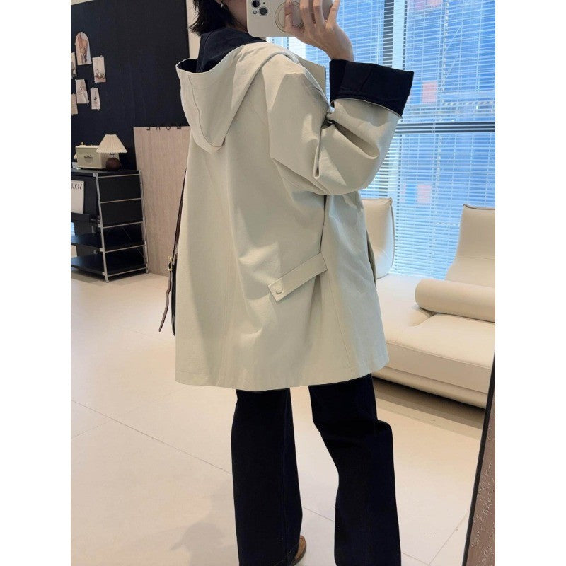Unisex Oversized utilitarischer Trenchcoat mit kontrastiertem Innenfutter und Kapuze Nord Taschen