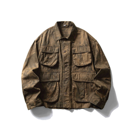 Herren Cargo-Overshirt im Utility-Stil mit Camouflage-Print und Mehrfachtaschen Nord Taschen
