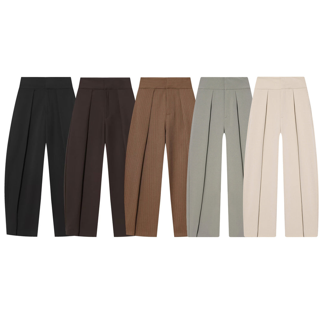 Damen Hochtaillierte Plissée-Hose mit weitem Bein und markanten Vorderfalten Nord Taschen
