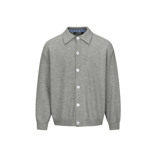 Herren Strick-Cardigan mit Hemdkragen, durchgehender Knopfleiste und geripptem Saum Nord Taschen