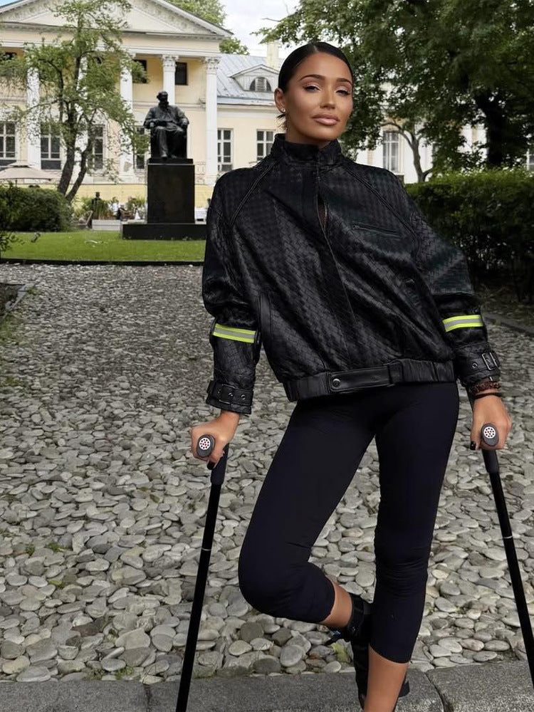 Damen Boxy-Outdoor-Bomberjacke mit hohem Kragen und reflektierenden Bündchen Nord Taschen
