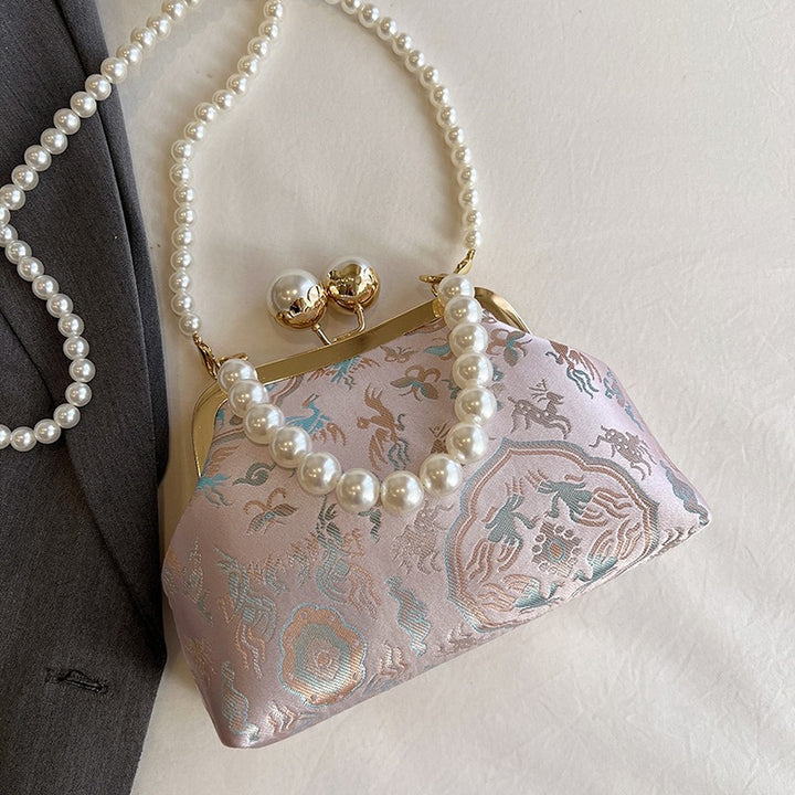 Damen elegante Clutch mit perlverziertem Rahmen Nord Taschen