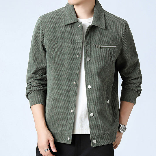 Herren Cord‑Overshirt aus Breitcord mit Druckknopf‑Front und Zipper‑Brusttasche Nord Taschen