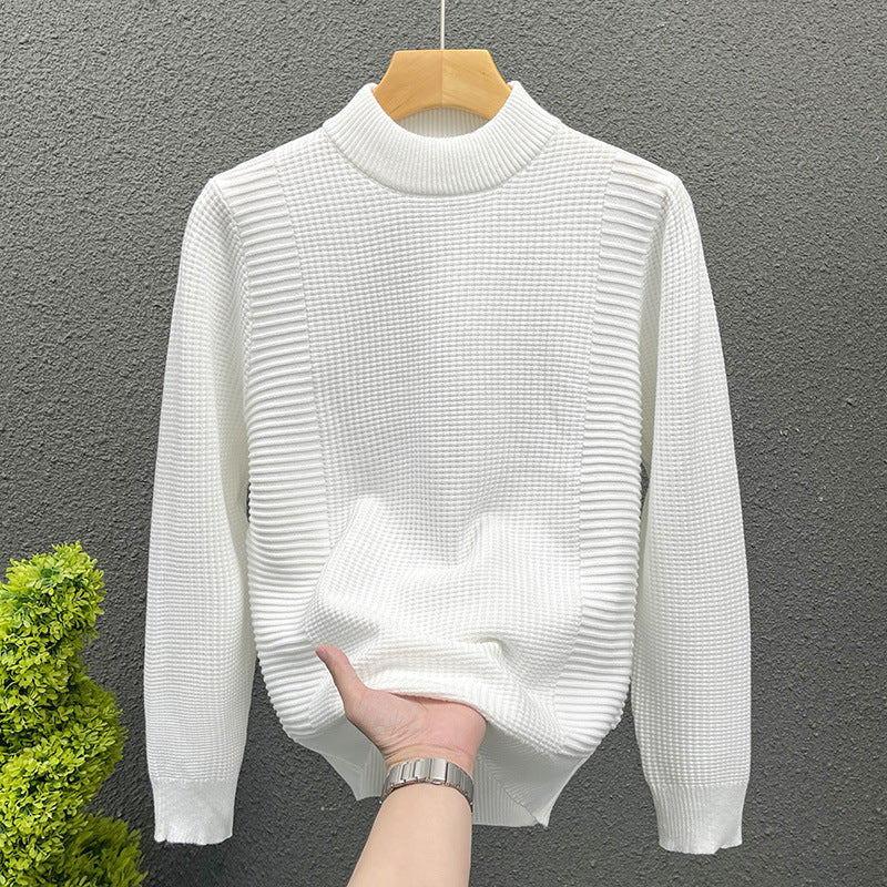 Damen Feinstrickpullover mit strukturierter Waffel- und Rippenstruktur und Stehkragen Nord Taschen