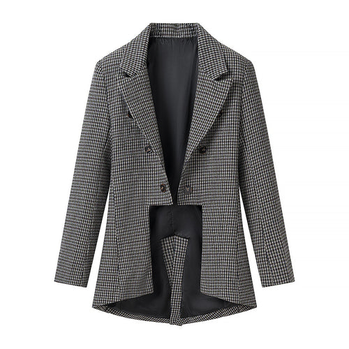 Damen Hahnentritt-Blazer mit Schwalbenschwanz-Detail und taillierter Silhouette Nord Taschen