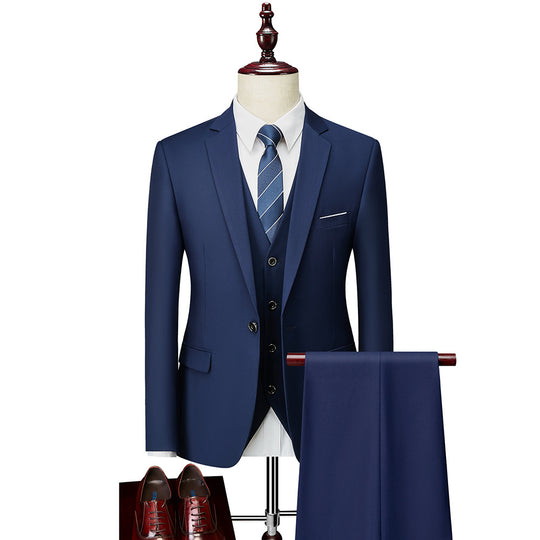 Herren Dreiteiliger Slim-Fit Businessanzug mit Weste und schmaler Silhouette Nord Taschen