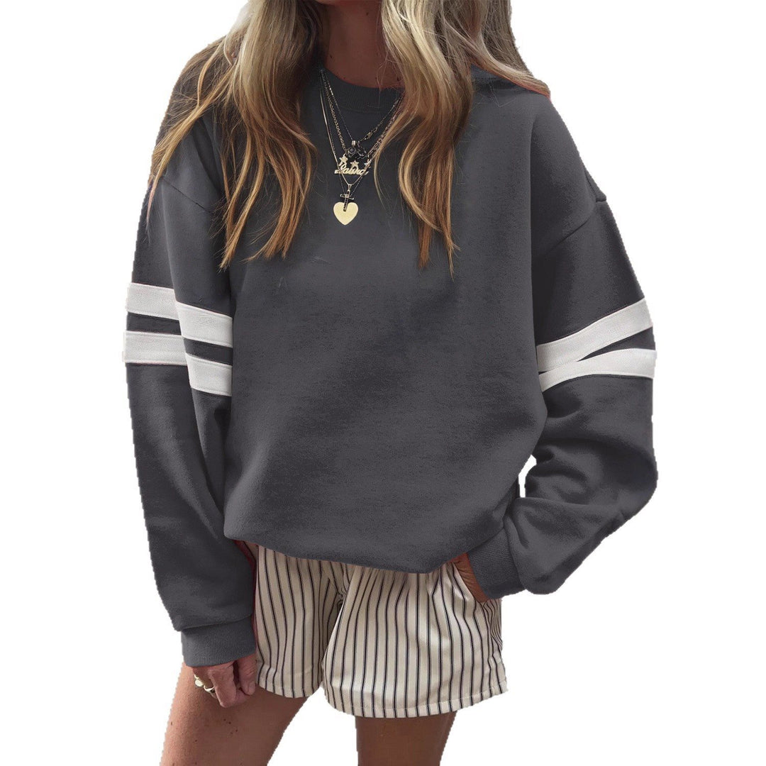 Damen Weit geschnittenes Sweatshirt mit Kontraststreifen an den Ärmeln Nord Taschen