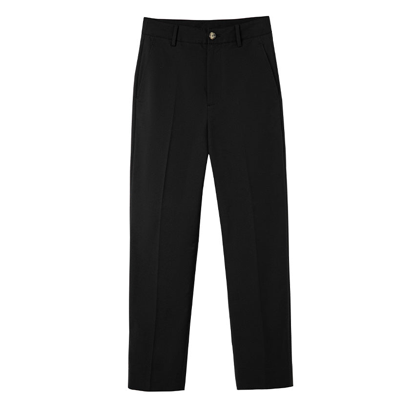 Damen Hochtaillierte gerade geschnittene Chino-Hose mit Bügelfalte Nord Taschen