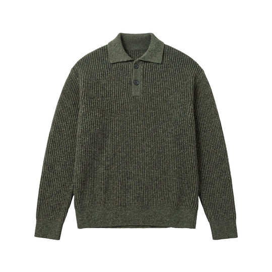 Herren Strickpullover mit Polokragen und markanter Rippenstruktur Nord Taschen