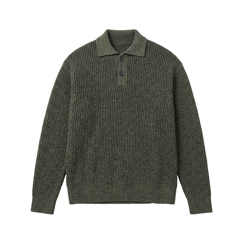 Herren Strickpullover mit Polokragen und markanter Rippenstruktur Nord Taschen