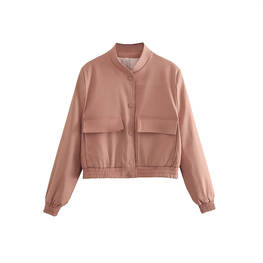Damen Leichte Taillierte Shirtjacke aus Utility‑Webstoff mit Tunnelzug und Druckknöpfen Nord Taschen