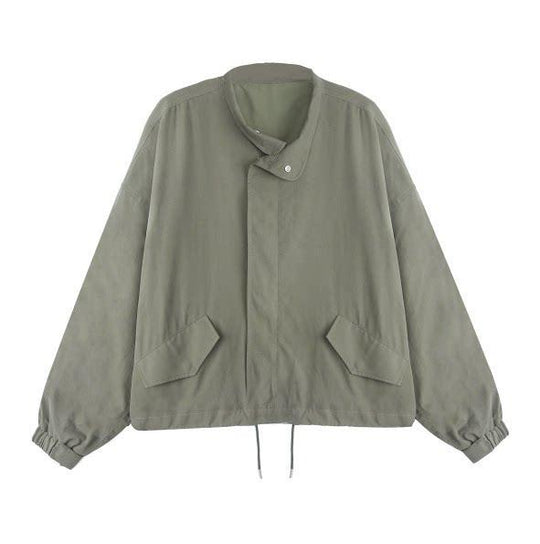 Damen Boxy-Kurzjacke im Oversize-Schnitt mit Stehkragen, Tunnelzugsaum und Klappentaschen Nord Taschen