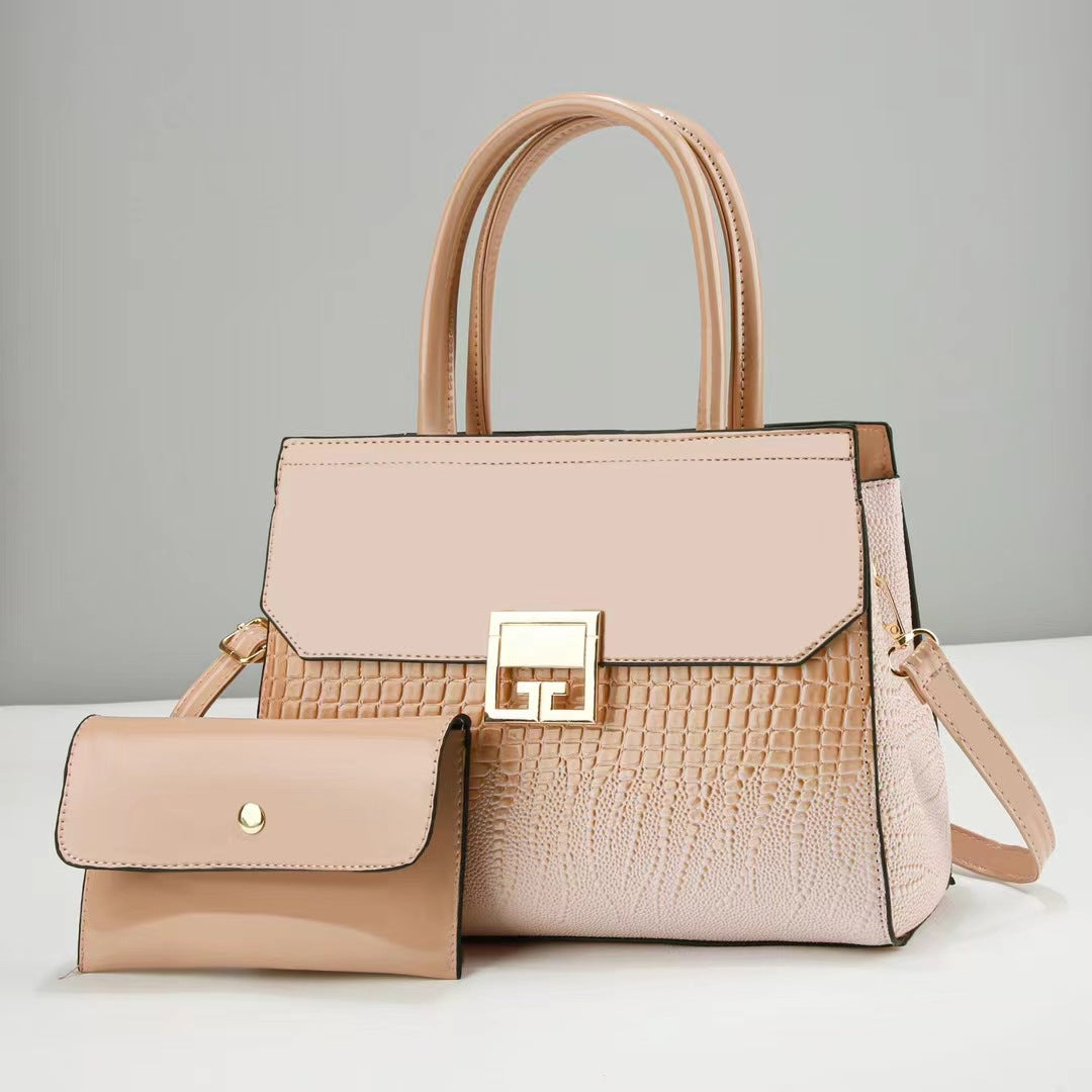 Damen Designer-Handtasche mit elegantem Kroko-Look und abnehmbarer Clutch Nord Taschen