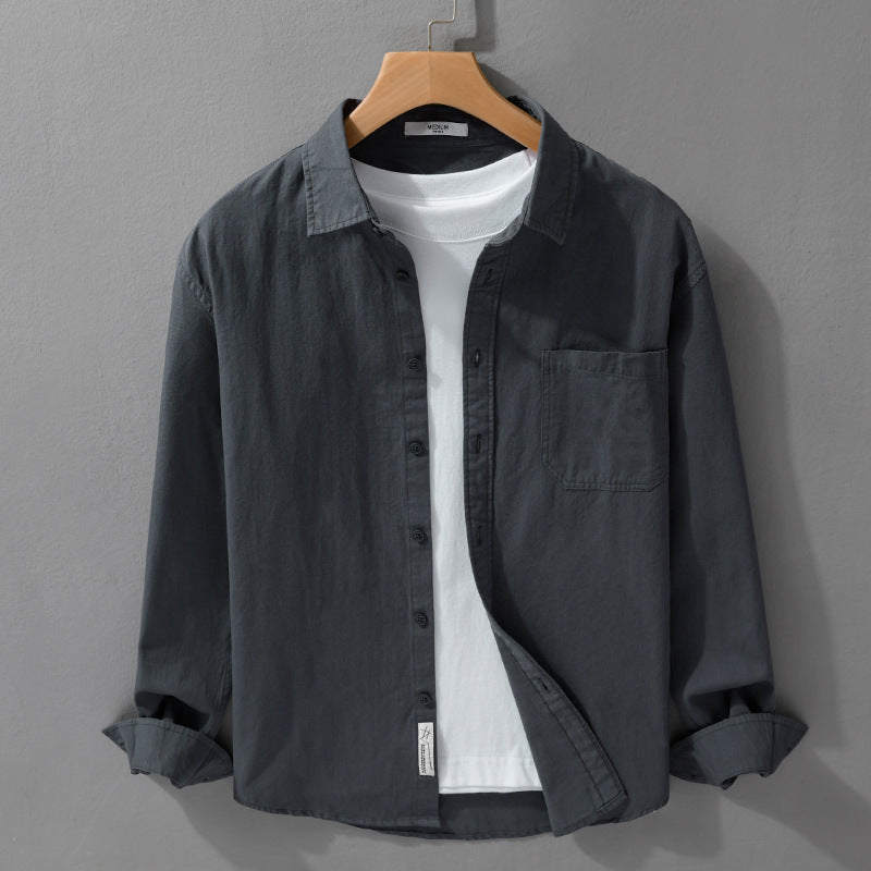 Herren Hemdjacken-Overshirt aus softem Baumwoll-Twill mit Relaxed-Fit und aufgesetzter Brusttasche Nord Taschen