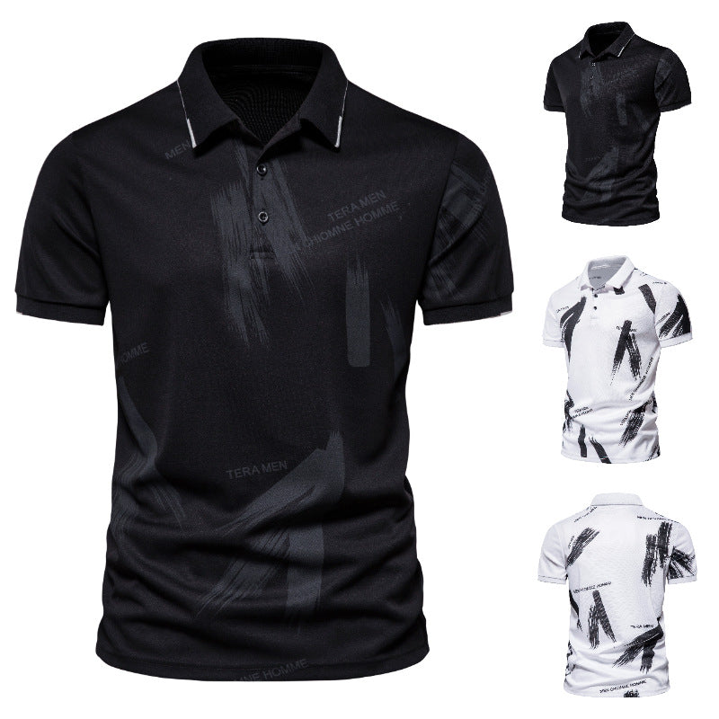 Herren Polo-Shirt mit modernem Grafikdesign und atmungsaktiver Baumwollmischung Nord Taschen