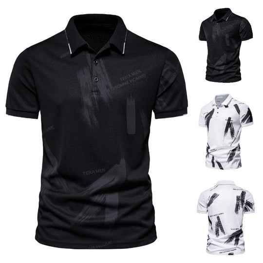 Herren Polo-Shirt mit modernem Grafikdesign und atmungsaktiver Baumwollmischung Nord Taschen