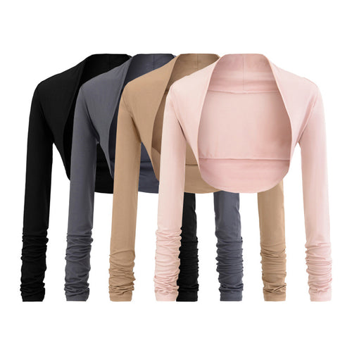 Damen Kurzbolero‑Shrug mit gerafften Langärmeln Nord Taschen