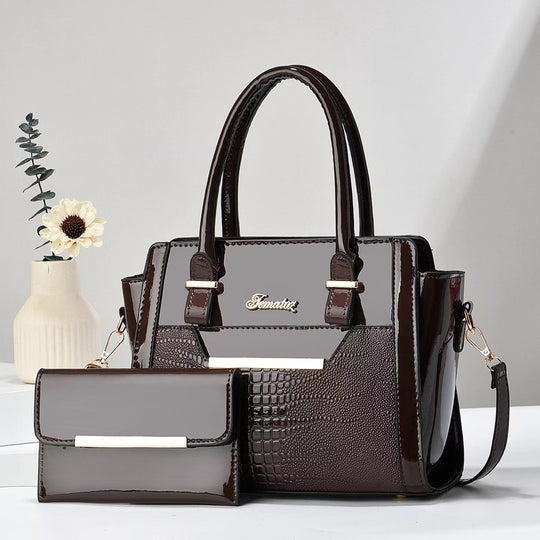 Damen elegante Handtasche mit Doppelgriff und abnehmbarer Clutch Nord Taschen