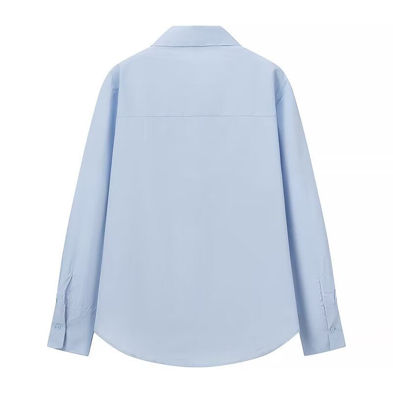 Damen Rüschen-Hemdbluse mit Kentkragen und lockerer Passform Nord Taschen