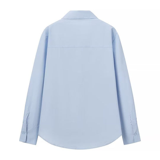 Damen Rüschen-Hemdbluse mit Kentkragen und lockerer Passform Nord Taschen