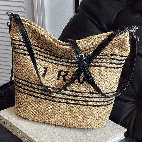 Damen modische Strandtasche aus hochwertigem Strohgewebe Nord Taschen