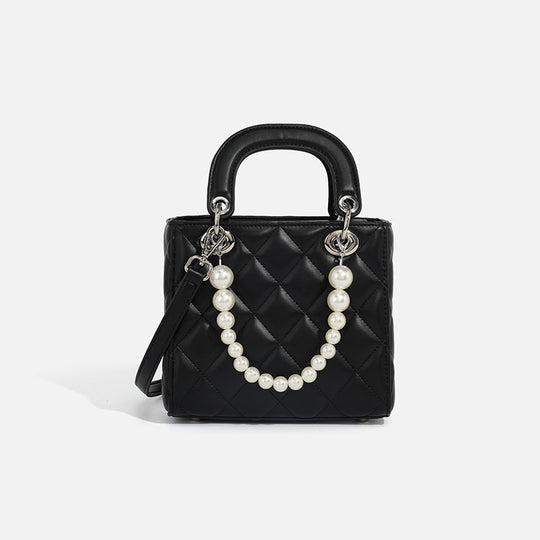 Damen Mini-Handtasche mit perlenverzierter Kette und quiltetem Design Nord Taschen