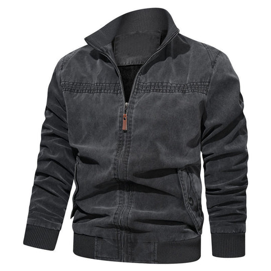 Herren leichtes Vintage-Canvas-Blouson mit Stehkragen und Rippbündchen Nord Taschen