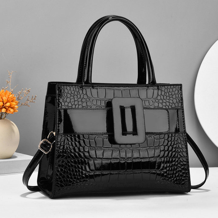 Damen Handtasche mit markanter Krokodilprägung und schickem Verschluss Nord Taschen