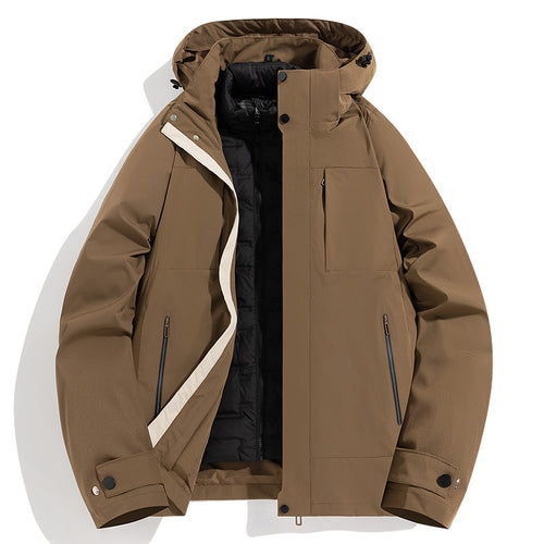 Herren Wind- und Thermoparka mit abnehmbarer Steppinnenjacke und Kapuze Nord Taschen
